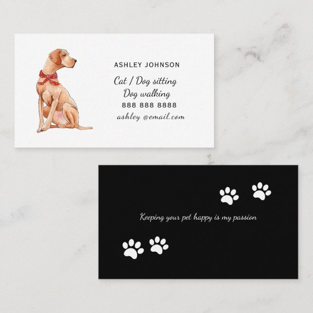 Dog walker, Pet Sitting Services Business Card (Front/Back)