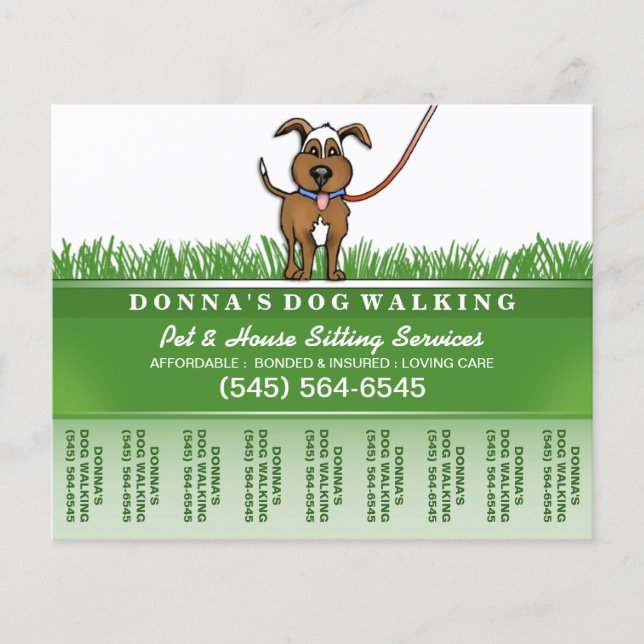 Dog Walker & Pet Sitting Tear Off Flyer 5.6 x 4.5 (Front)