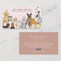 Dog Walker Pet Sitting Watercolor Business Card