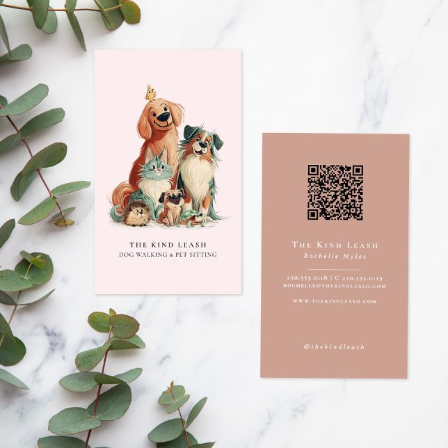 Dog Walker Pet Sitting Watercolor Business Card (Creator Uploaded)