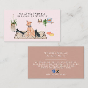 Dog Walker Pet Sitting Watercolor Business Card