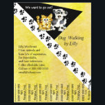 Dog Walker Pet Walking Tear Sheet Custom Flyer<br><div class="desc">Woof! Are you a dog walker?  Advertise your dog walking services with this cute cartoon flyer.  All parts may be edited.  Has a cute puppy and kitten illustration on yellow and black with an accent of paw prints. Edit the text fields to include your own personalised information.</div>