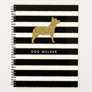 Dog Walker Planner Golden Stripes