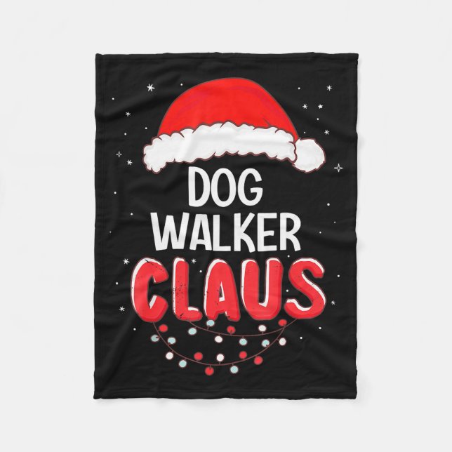 Dog Walker Santa Claus Christmas Matching Costume  Fleece Blanket (Front)