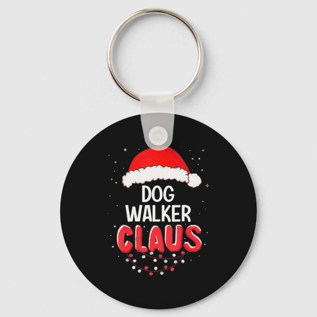 Dog Walker Santa Claus Christmas Matching Costume  Key Ring (Front)