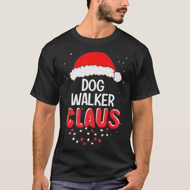 Dog Walker Santa Claus Christmas Matching Costume  T-Shirt (Front)