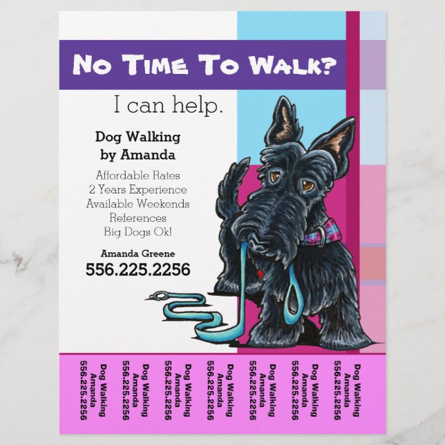 Dog Walker Scottie Plaid Personalised Tear Sheet (Front)