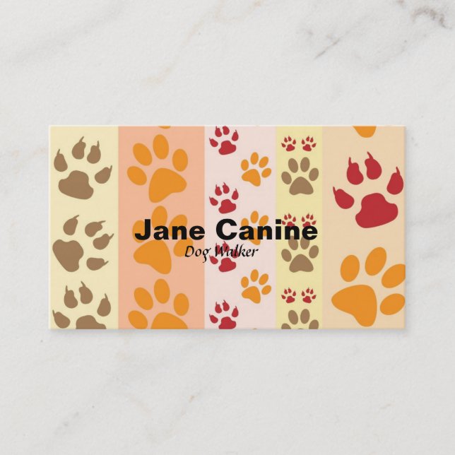 Dog Walker stylish modern paw print Business Card (Front)