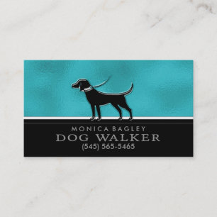 Dog Walker Teal Blue & Black Business Card
