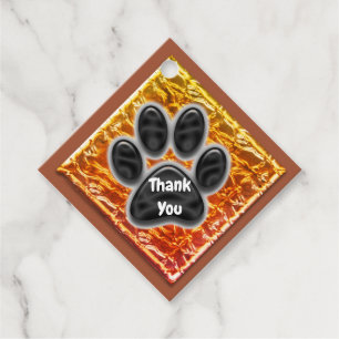 Dog Walker Thank You Black Paw Print Favour Tags