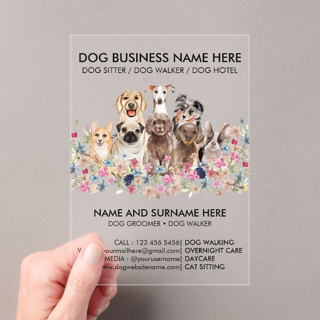 Dog Walker Transparent Acrylic Invitations (Insitu (Handheld))