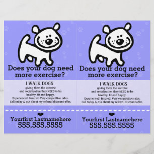 Dog Walker.Walking.2 for 1.Customisable. Flyer