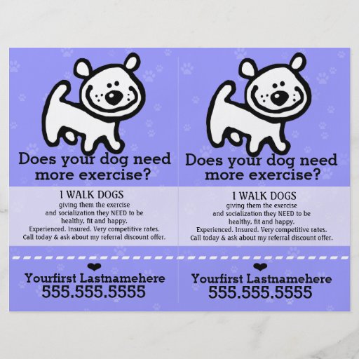 Dog Walking Flyer Templates, Dog Walking Promotional Flyers