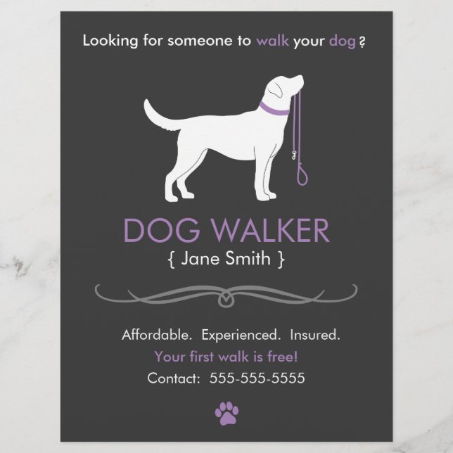 Dog Walker Walking Business Flyer Template (Front)