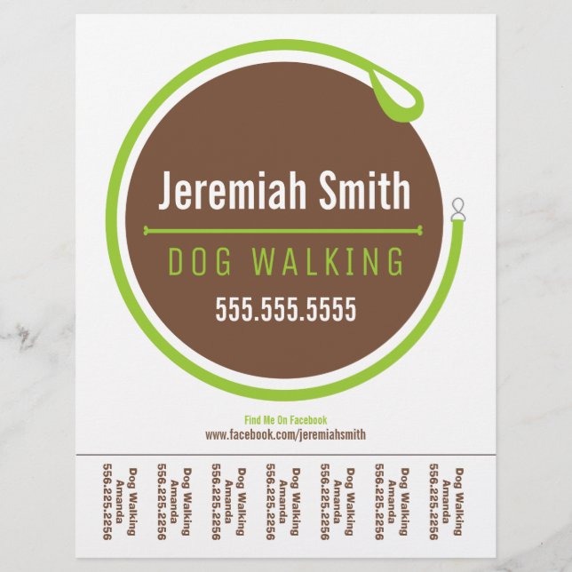 Dog Walker Walking Leash Loop Green Tear Sheet (Front)