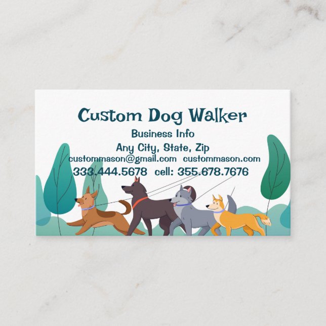 Dog Walker Walking Pet Services Business Card (Front)