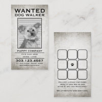dog walker wanted poster stamp card