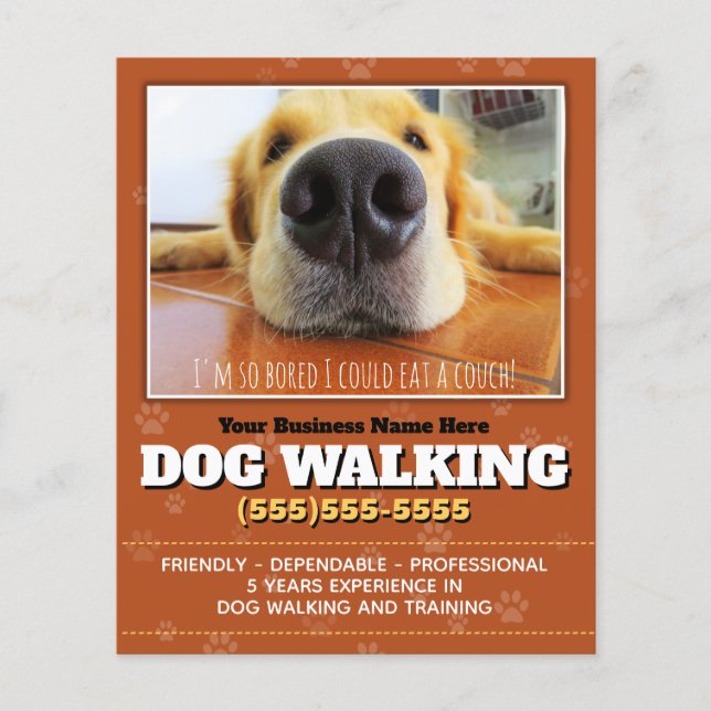 Dog Walking 4X5 Flyer Cute Dog Walker Promo (Front)