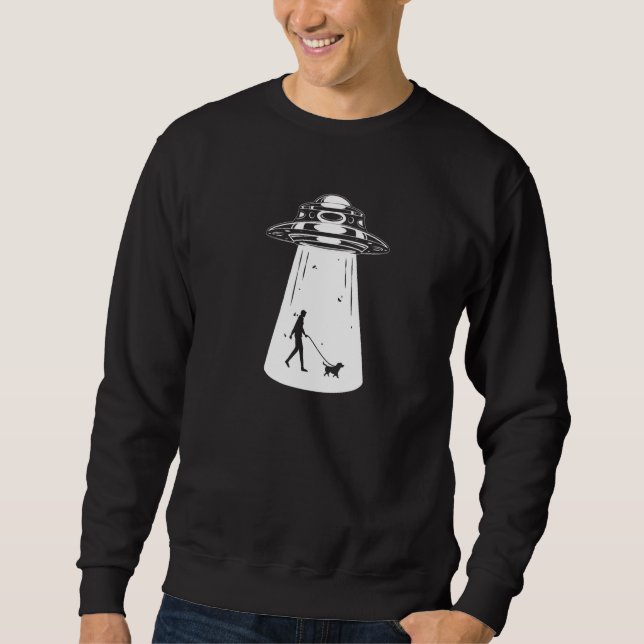 Dog Walking Alien Alien Ufo Space Sweatshirt (Front)