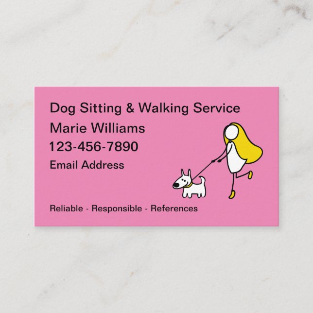 Dog Walking And Dog Sitting Business Cards (Front)