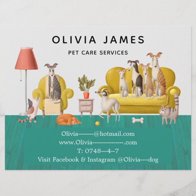 Dog walking and Pet care services Business  Flyer (Front)