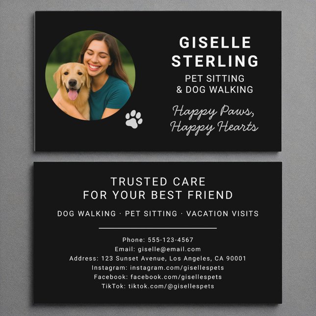 Dog Walking and Pet Sitting Clean Modern Business Card (Creator Uploaded)