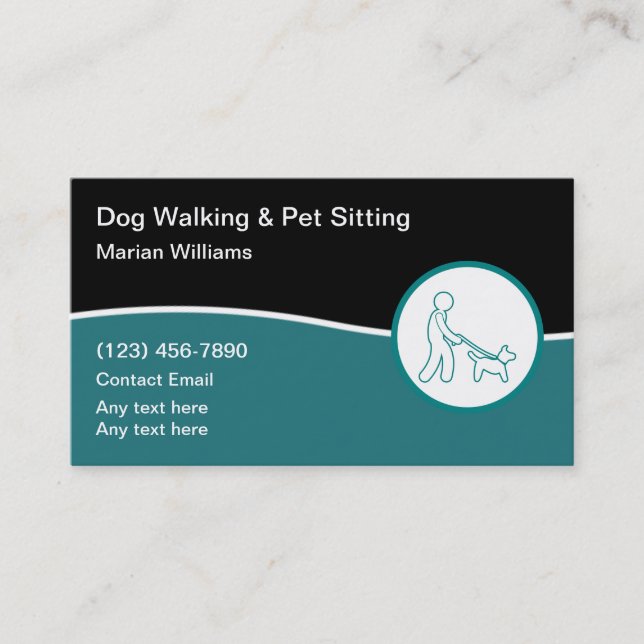 Dog Walking And pet Sitting Modern Business Cards (Front)