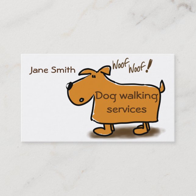 Dog walking business card cartoon dog (Front)