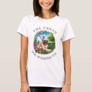 Dog Walking Business T-Shirt with French Bulldog