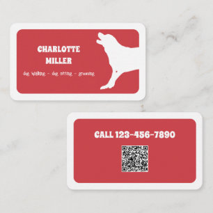 Dog Walking Dog Sitter Custom QR Business Card