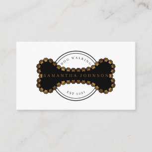Dog walking.dog sitting,dog grooming, bone logo business card