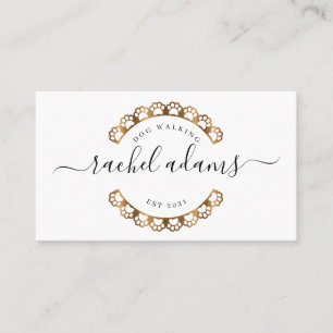 Dog walking.dog sitting,dog grooming in gold busin business card