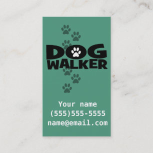 Dog Walking. Dog walker business card. teal Business Card