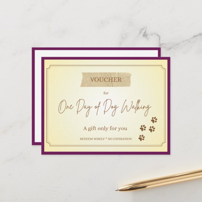 'Dog Walking' Funny Gift Voucher Postcard (Front/Back In Situ)
