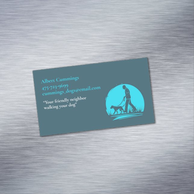 Dog Walking Hiking Pet Sitting Magnetic Business Card (In Situ)