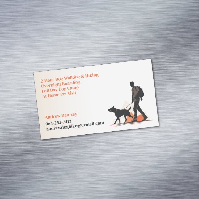 Dog Walking Hiking Pet Sitting Magnetic Business Card (In Situ)