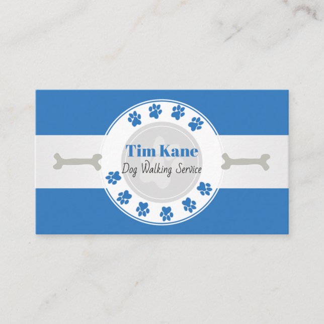 Dog Walking Paw Print Logo Business Card (Front)
