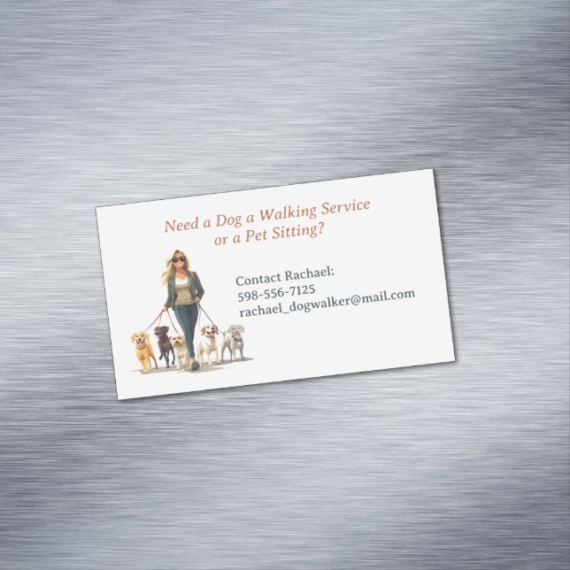 Dog Walking Pet Sitting Boarding Magnetic Business Card (In Situ)