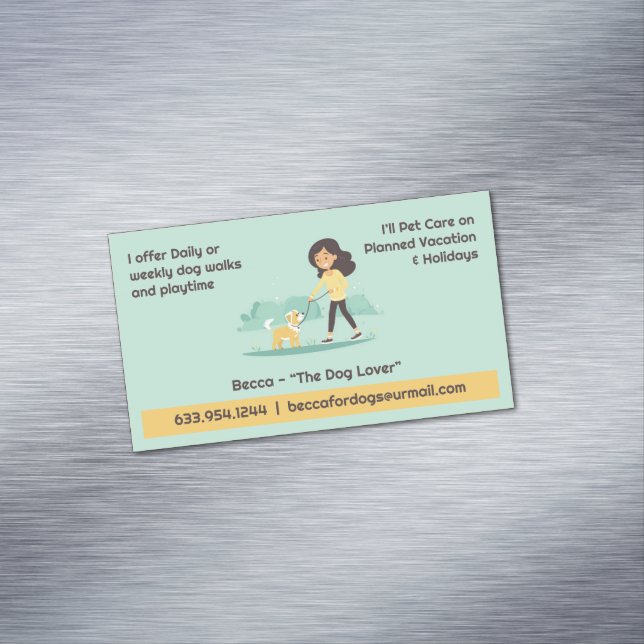 Dog Walking Pet Sitting Boarding Magnetic Business Card (In Situ)