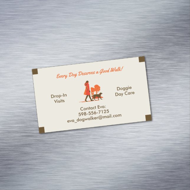 Dog Walking Pet Sitting Boarding Magnetic Business Card (In Situ)