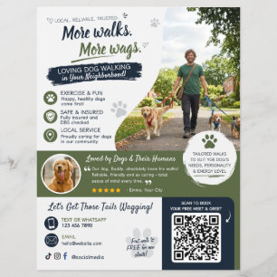 Dog Walking Pet Sitting Business Flyers QR Code