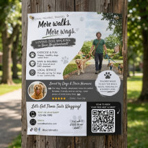 Dog Walking Pet Sitting Business Flyers QR Code