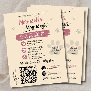 Dog Walking Pet Sitting Business Flyers QR Code