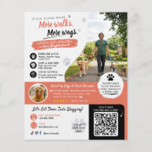 Dog Walking Pet Sitting Business Flyers QR Code