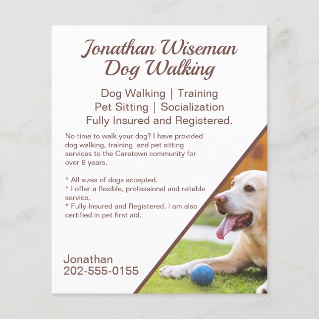 Dog Walking Pet Sitting Business Promotional Flyer (Front)