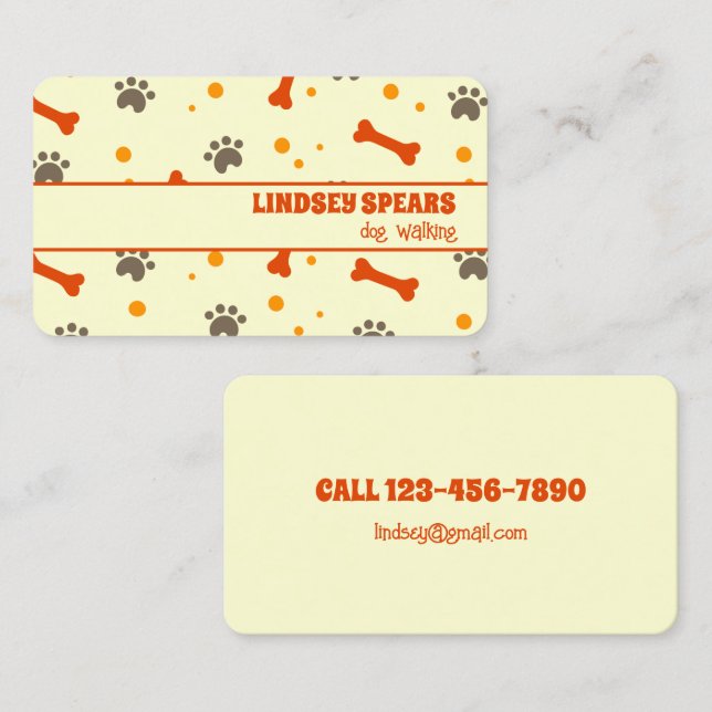 Dog Walking Pet Sitting Services Business Card (Front/Back)