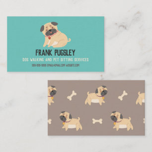 Dog Walking Pet Sitting Services Pug Business Card