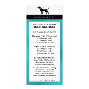 Dog Walking & Pet Sitting Teal Blue Rack Card