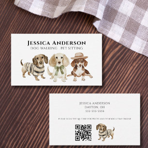 Dog Walking Pet Sitting Watercolor  Business Card