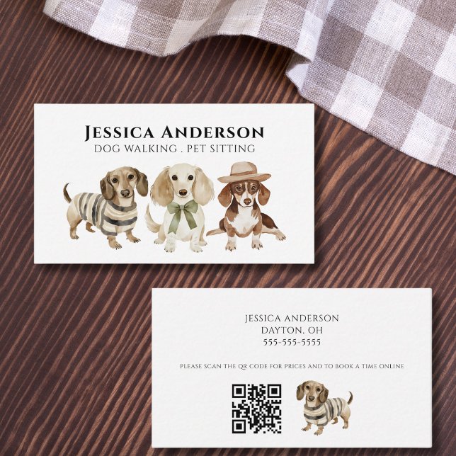 Dog Walking Pet Sitting Watercolor  Business Card (Creator Uploaded)